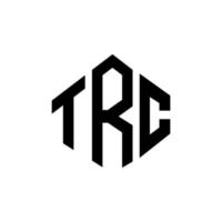 diseño de logotipo de letra trc con forma de polígono. diseño de logotipo de forma de cubo y polígono trc. trc hexágono vector logo plantilla colores blanco y negro. monograma trc, logotipo comercial e inmobiliario.