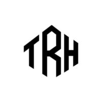 diseño de logotipo de letra trh con forma de polígono. diseño de logotipo en forma de cubo y polígono trh. trh hexágono vector logo plantilla colores blanco y negro. monograma trh, logotipo comercial y inmobiliario.