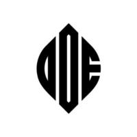 DOE circle letter logo design with circle and ellipse shape. DOE ellipse letters with typographic style. The three initials form a circle logo. DOE Circle Emblem Abstract Monogram Letter Mark Vector. vector