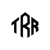 TRR letter logo design with polygon shape. TRR polygon and cube shape logo design. TRR hexagon vector logo template white and black colors. TRR monogram, business and real estate logo.