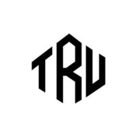 TRU letter logo design with polygon shape. TRU polygon and cube shape logo design. TRU hexagon vector logo template white and black colors. TRU monogram, business and real estate logo.