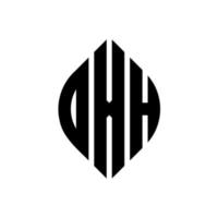diseño de logotipo de letra circular dxh con forma de círculo y elipse. letras elipses dxh con estilo tipográfico. las tres iniciales forman un logo circular. vector de marca de letra de monograma abstracto del emblema del círculo dxh.