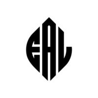 diseño de logotipo de letra de círculo eal con forma de círculo y elipse. eal elipse letras con estilo tipográfico. las tres iniciales forman un logo circular. vector de marca de letra de monograma abstracto de emblema de círculo eal.