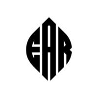 diseño de logotipo de letra de círculo de oído con forma de círculo y elipse. letras de elipse de oído con estilo tipográfico. las tres iniciales forman un logo circular. vector de marca de letra de monograma abstracto del emblema del círculo del oído.