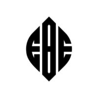 EBE circle letter logo design with circle and ellipse shape. EBE ellipse letters with typographic style. The three initials form a circle logo. EBE Circle Emblem Abstract Monogram Letter Mark Vector. vector