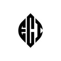 ECI circle letter logo design with circle and ellipse shape. ECI ellipse letters with typographic style. The three initials form a circle logo. ECI Circle Emblem Abstract Monogram Letter Mark Vector. vector