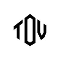 TOV letter logo design with polygon shape. TOV polygon and cube shape logo design. TOV hexagon vector logo template white and black colors. TOV monogram, business and real estate logo.