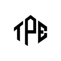 TPE letter logo design with polygon shape. TPE polygon and cube shape logo design. TPE hexagon vector logo template white and black colors. TPE monogram, business and real estate logo.