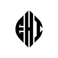 diseño de logotipo de letra de círculo ehi con forma de círculo y elipse. ehi letras elipses con estilo tipográfico. las tres iniciales forman un logo circular. vector de marca de letra de monograma abstracto del emblema del círculo ehi.