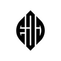 EJJ circle letter logo design with circle and ellipse shape. EJJ ellipse letters with typographic style. The three initials form a circle logo. EJJ Circle Emblem Abstract Monogram Letter Mark Vector. vector
