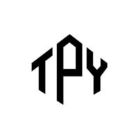 TPY letter logo design with polygon shape. TPY polygon and cube shape logo design. TPY hexagon vector logo template white and black colors. TPY monogram, business and real estate logo.