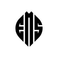 EMS circle letter logo design with circle and ellipse shape. EMS ellipse letters with typographic style. The three initials form a circle logo. EMS Circle Emblem Abstract Monogram Letter Mark Vector. vector