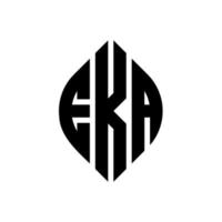 EKA circle letter logo design with circle and ellipse shape. EKA ellipse letters with typographic style. The three initials form a circle logo. EKA Circle Emblem Abstract Monogram Letter Mark Vector. vector