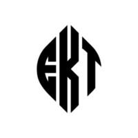 diseño de logotipo de letra de círculo ekt con forma de círculo y elipse. letras elípticas ekt con estilo tipográfico. las tres iniciales forman un logo circular. vector de marca de letra de monograma abstracto del emblema del círculo ekt.