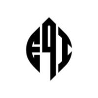 EQI circle letter logo design with circle and ellipse shape. EQI ellipse letters with typographic style. The three initials form a circle logo. EQI Circle Emblem Abstract Monogram Letter Mark Vector. vector