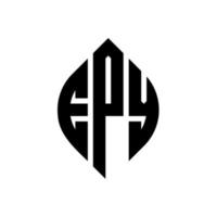 diseño de logotipo de letra de círculo epy con forma de círculo y elipse. Epy letras elipses con estilo tipográfico. las tres iniciales forman un logo circular. Epy círculo emblema resumen monograma letra marca vector. vector