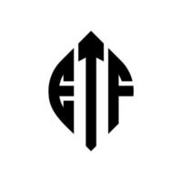 diseño de logotipo de letra de círculo etf con forma de círculo y elipse. etf letras elipses con estilo tipográfico. las tres iniciales forman un logo circular. vector de marca de letra de monograma abstracto del emblema del círculo etf.