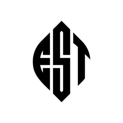 EST circle letter logo design with circle and ellipse shape. EST ellipse letters with typographic style. The three initials form a circle logo. EST Circle Emblem Abstract Monogram Letter Mark Vector.