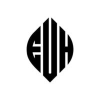 EUH circle letter logo design with circle and ellipse shape. EUH ellipse letters with typographic style. The three initials form a circle logo. EUH Circle Emblem Abstract Monogram Letter Mark Vector. vector