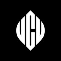 UCU circle letter logo design with circle and ellipse shape. UCU ellipse letters with typographic style. The three initials form a circle logo. UCU Circle Emblem Abstract Monogram Letter Mark Vector. vector