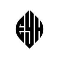 Diseño de logotipo de letra de círculo eyh con forma de círculo y elipse. eyh letras elipses con estilo tipográfico. las tres iniciales forman un logo circular. eyh círculo emblema resumen monograma letra marca vector. vector