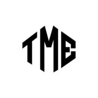 diseño de logotipo de letra tme con forma de polígono. diseño de logotipo en forma de cubo y polígono tme. tme hexágono vector logo plantilla colores blanco y negro. monograma tme, logotipo comercial e inmobiliario.