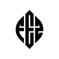 FEZ circle letter logo design with circle and ellipse shape. FEZ ellipse letters with typographic style. The three initials form a circle logo. FEZ Circle Emblem Abstract Monogram Letter Mark Vector. vector
