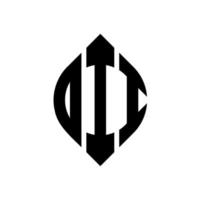 DII circle letter logo design with circle and ellipse shape. DII ellipse letters with typographic style. The three initials form a circle logo. DII Circle Emblem Abstract Monogram Letter Mark Vector. vector