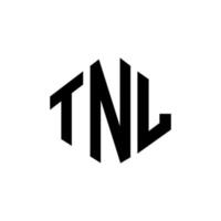 TNL letter logo design with polygon shape. TNL polygon and cube shape logo design. TNL hexagon vector logo template white and black colors. TNL monogram, business and real estate logo.