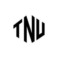 TNU letter logo design with polygon shape. TNU polygon and cube shape logo design. TNU hexagon vector logo template white and black colors. TNU monogram, business and real estate logo.