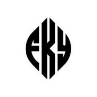 diseño de logotipo de letra de círculo fky con forma de círculo y elipse. Letras de elipse fky con estilo tipográfico. las tres iniciales forman un logo circular. vector de marca de letra de monograma abstracto del emblema del círculo fky.