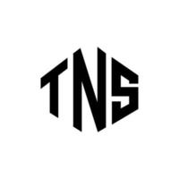 TNS letter logo design with polygon shape. TNS polygon and cube shape logo design. TNS hexagon vector logo template white and black colors. TNS monogram, business and real estate logo.