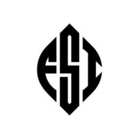 diseño de logotipo de letra de círculo fsi con forma de círculo y elipse. fsi letras elipses con estilo tipográfico. las tres iniciales forman un logo circular. vector de marca de letra de monograma abstracto del emblema del círculo fsi.