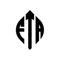 diseño de logotipo de letra de círculo fta con forma de círculo y elipse. fta letras elipses con estilo tipográfico. las tres iniciales forman un logo circular. vector de marca de letra de monograma abstracto del emblema del círculo fta.