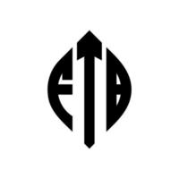 diseño de logotipo de letra de círculo ftb con forma de círculo y elipse. ftb letras elipses con estilo tipográfico. las tres iniciales forman un logo circular. vector de marca de letra de monograma abstracto del emblema del círculo ftb.