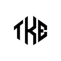 TKE letter logo design with polygon shape. TKE polygon and cube shape logo design. TKE hexagon vector logo template white and black colors. TKE monogram, business and real estate logo.