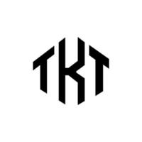 TKT letter logo design with polygon shape. TKT polygon and cube shape logo design. TKT hexagon vector logo template white and black colors. TKT monogram, business and real estate logo.