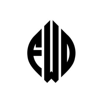 FWD circle letter logo design with circle and ellipse shape. FWD ellipse letters with typographic style. The three initials form a circle logo. FWD Circle Emblem Abstract Monogram Letter Mark Vector. vector