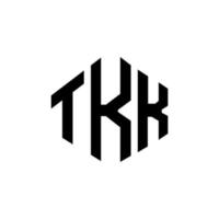 diseño de logotipo de letra tkk con forma de polígono. diseño de logotipo en forma de cubo y polígono tkk. tkk hexágono vector logo plantilla colores blanco y negro. monograma tkk, logotipo empresarial y inmobiliario.