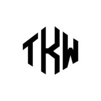 TKW letter logo design with polygon shape. TKW polygon and cube shape logo design. TKW hexagon vector logo template white and black colors. TKW monogram, business and real estate logo.