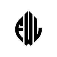 FWL circle letter logo design with circle and ellipse shape. FWL ellipse letters with typographic style. The three initials form a circle logo. FWL Circle Emblem Abstract Monogram Letter Mark Vector. vector