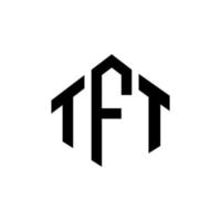 diseño de logotipo de letra tft con forma de polígono. diseño de logotipo en forma de cubo y polígono tft. plantilla de logotipo vectorial hexagonal tft colores blanco y negro. monograma tft, logotipo comercial e inmobiliario. vector