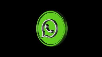 3d whatsapp circle icon Transparent Background Alpha free video