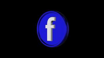 3d Facebook circle icon Transparent Background Alpha free video