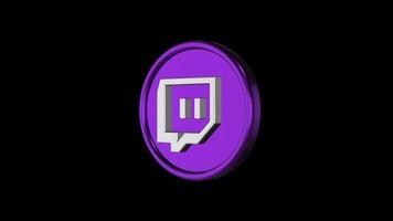 3D twitch cirkel ikon genomskinlig bakgrund alfa gratis video