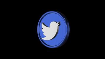 3d Twitter circle icon Transparent Background Alpha free video