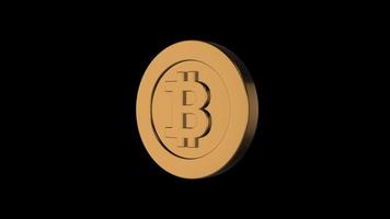 3d gold Bitcoin Transparent background Alpha free video