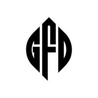 diseño de logotipo de letra de círculo gfd con forma de círculo y elipse. gfd letras elipses con estilo tipográfico. las tres iniciales forman un logo circular. vector de marca de letra de monograma abstracto del emblema del círculo gfd.