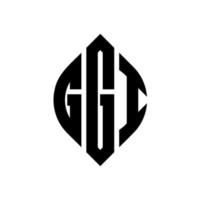 GGI circle letter logo design with circle and ellipse shape. GGI ellipse letters with typographic style. The three initials form a circle logo. GGI Circle Emblem Abstract Monogram Letter Mark Vector. vector
