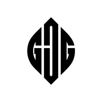 GJG circle letter logo design with circle and ellipse shape. GJG ellipse letters with typographic style. The three initials form a circle logo. GJG Circle Emblem Abstract Monogram Letter Mark Vector. vector